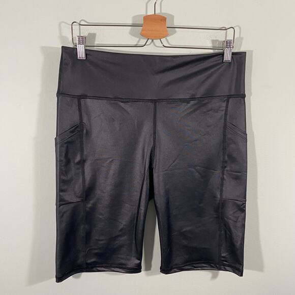 Savvi Women’s Sheen Black Side Pocket Code Bike Shorts Size XL NWT - Picture 1 of 9